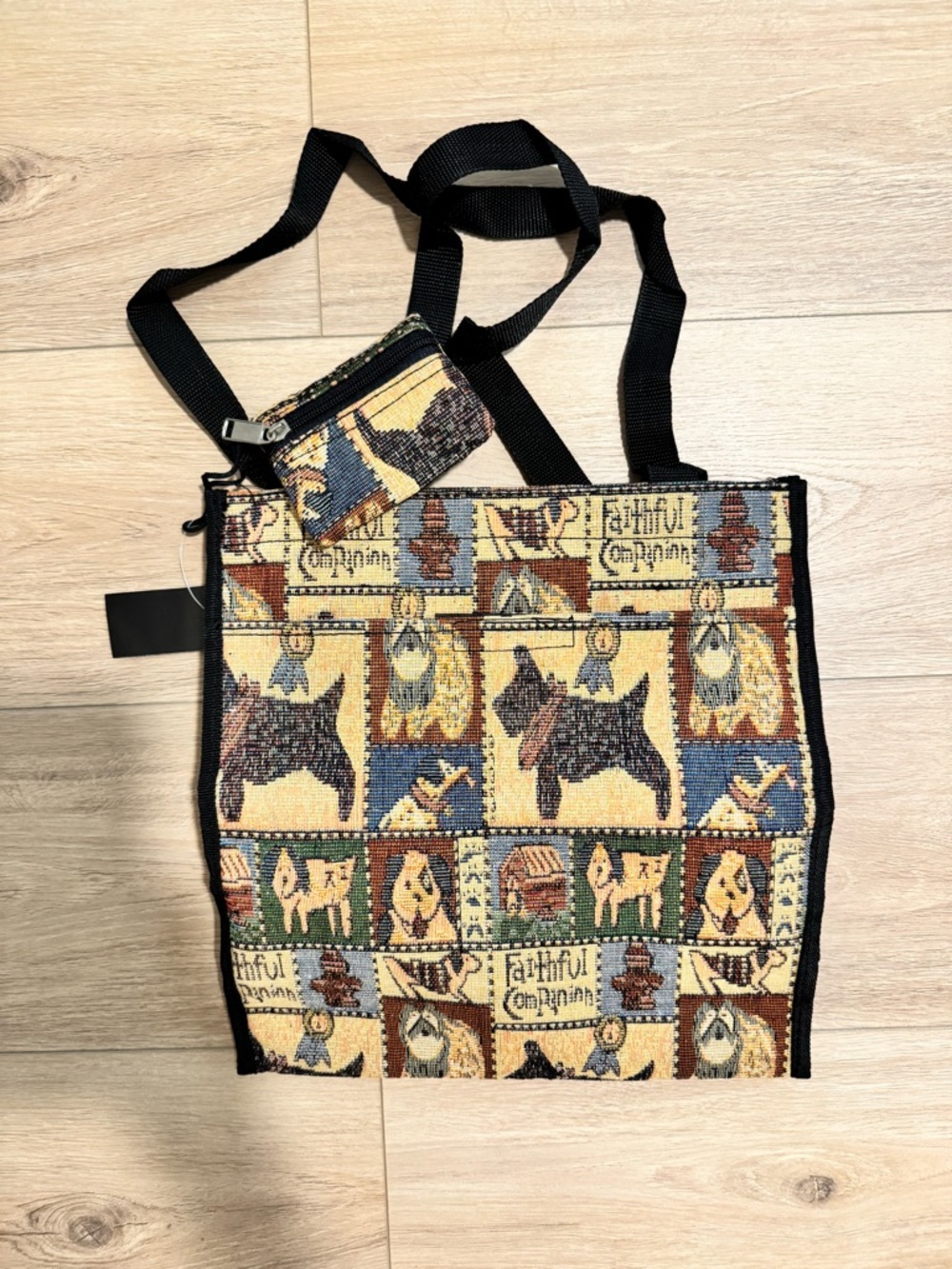 Patchwork Dog Tapestry Crossbody Bag with Coin Pouch
